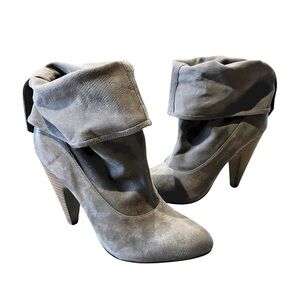 ASH Ankle Booties Size 37.5 NEW Gray Suede Leather Slouchy Short Boots